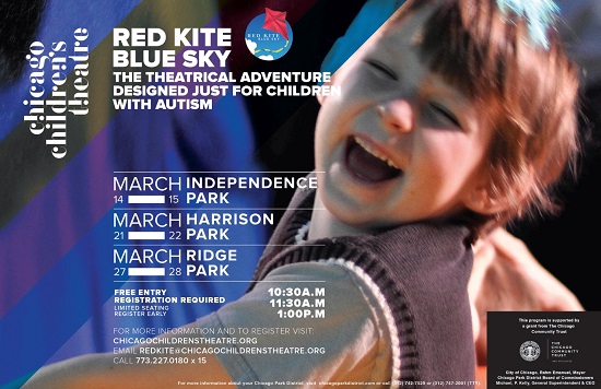 Flyer for red kite blue sky theatrical experience