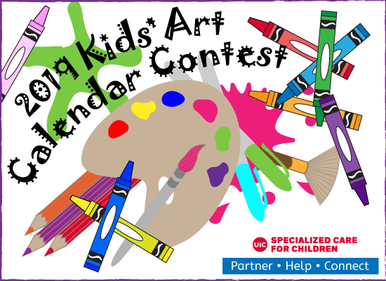 colorful art supplies, DSCC logo