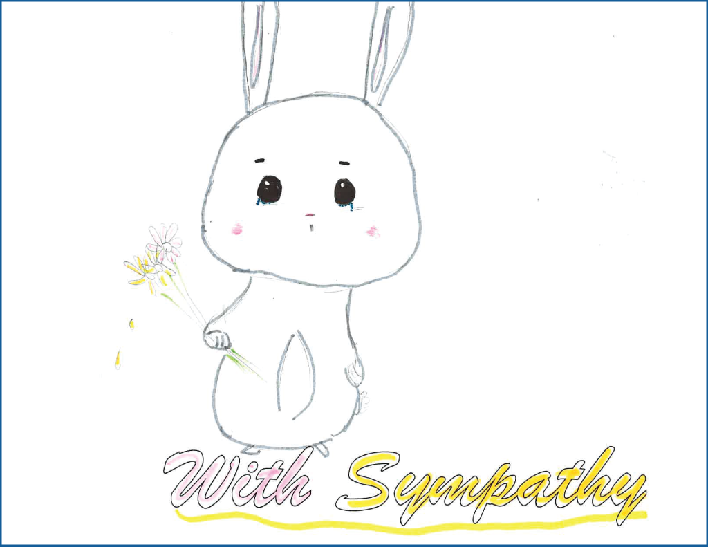 Drawing of a bunny with tears in its eyes 