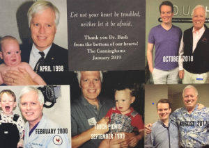 A photo collage of Dr. Stephen Bash with patient Michael Cunningham