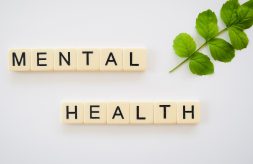 The words "Mental Health" spelled out with individual letter tiles
