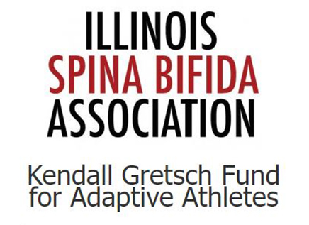 Illinois Spina Bifida Association logo with the text, "Kendall Gretsch Fund for Adaptive Athletes"