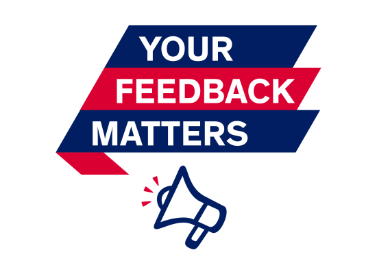 The text "Your Feedback Matters" coming out of a megaphone icon