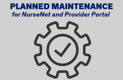 The text, "Planned Maintenance for NurseNet and Provider Portal" with a gear illustration